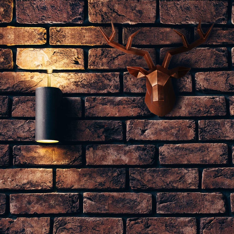 Keygift Deer Head Wall Decor Geometrical Antique Copper Deer Antler Wall Sculpture Faux Resin Animal Head Statue Wall Hanging Centerpiece Ready to Hang - 14x5.5x11 Inches - Image 3